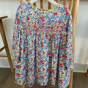 Mini Boden Long Sleeve Floral Smocked Dress